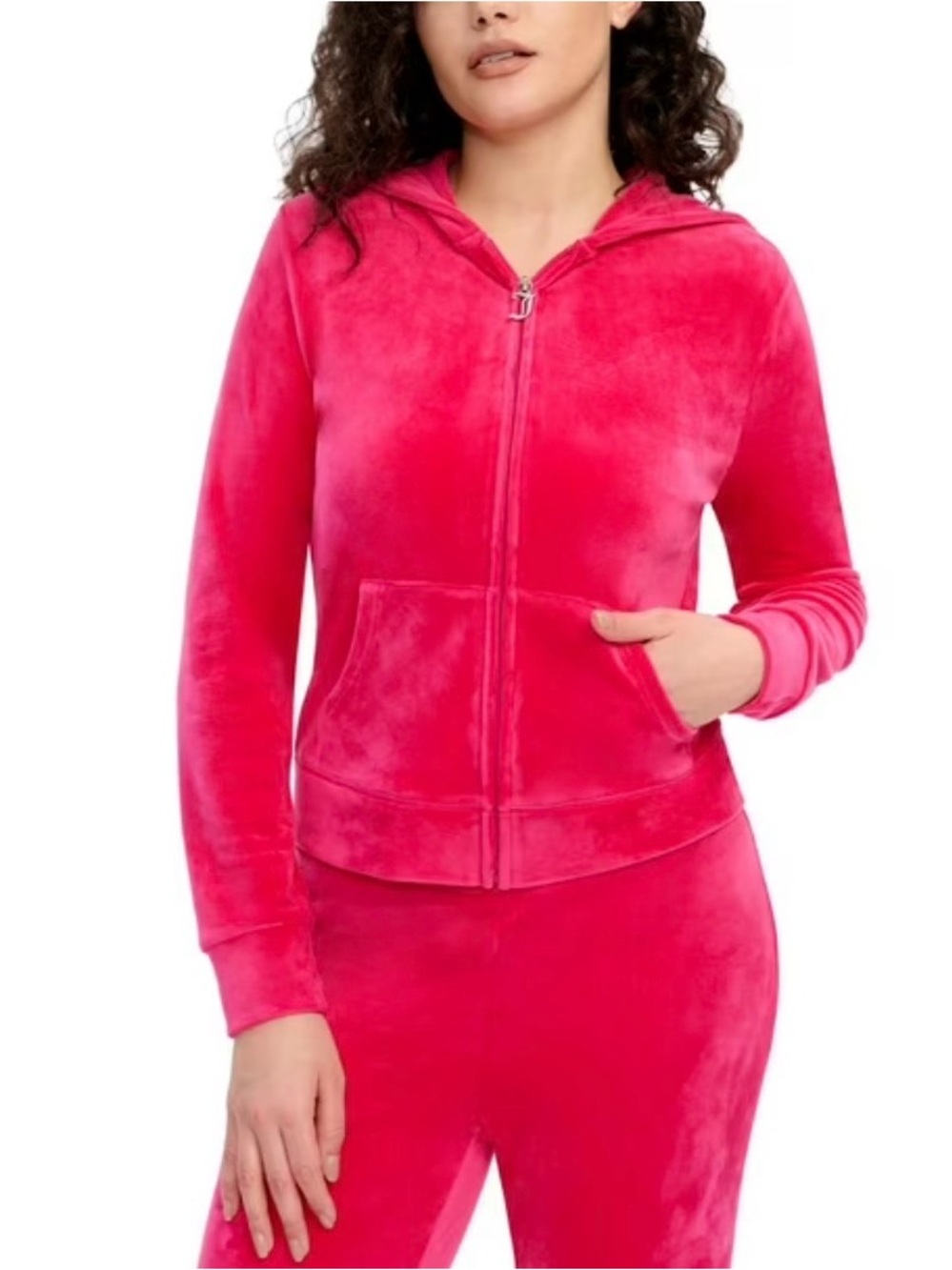 Juicy Couture Zip Hoodie in Hot Pink- tracksuit -